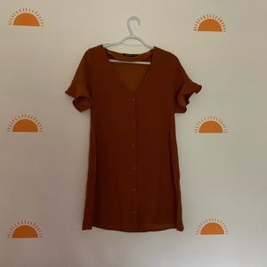 Nasty Gal Burnt Orange Button Down Dress